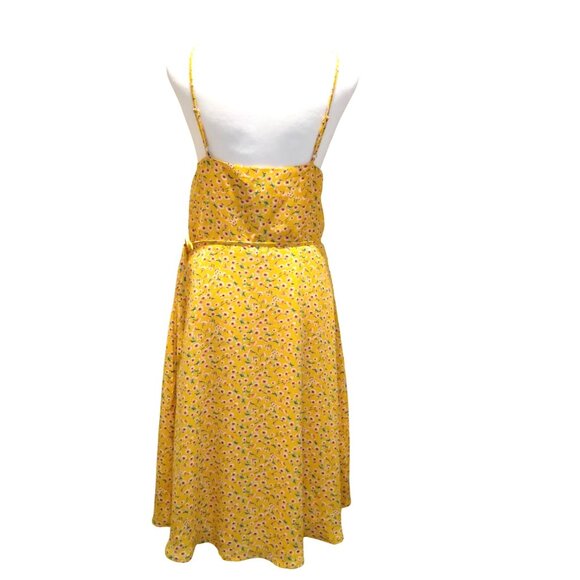 Butter Yellow Floral Spaghetti Strap GILLI Dress L Polyester/Spandex Blend - Picture 3 of 13